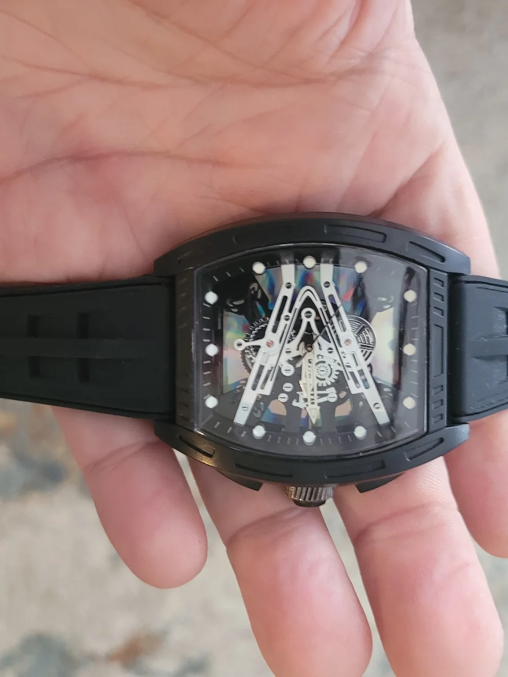 Black Skeleton Dial Sports Watch - Unbranded